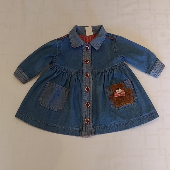 Vintage Baby Togs Denim Dress/Teddy Bear Pocket - Picture 2 of 9